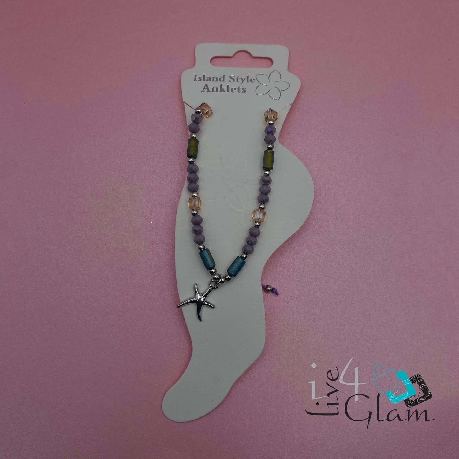 Island Style Purple Pull String Anklet Starfish