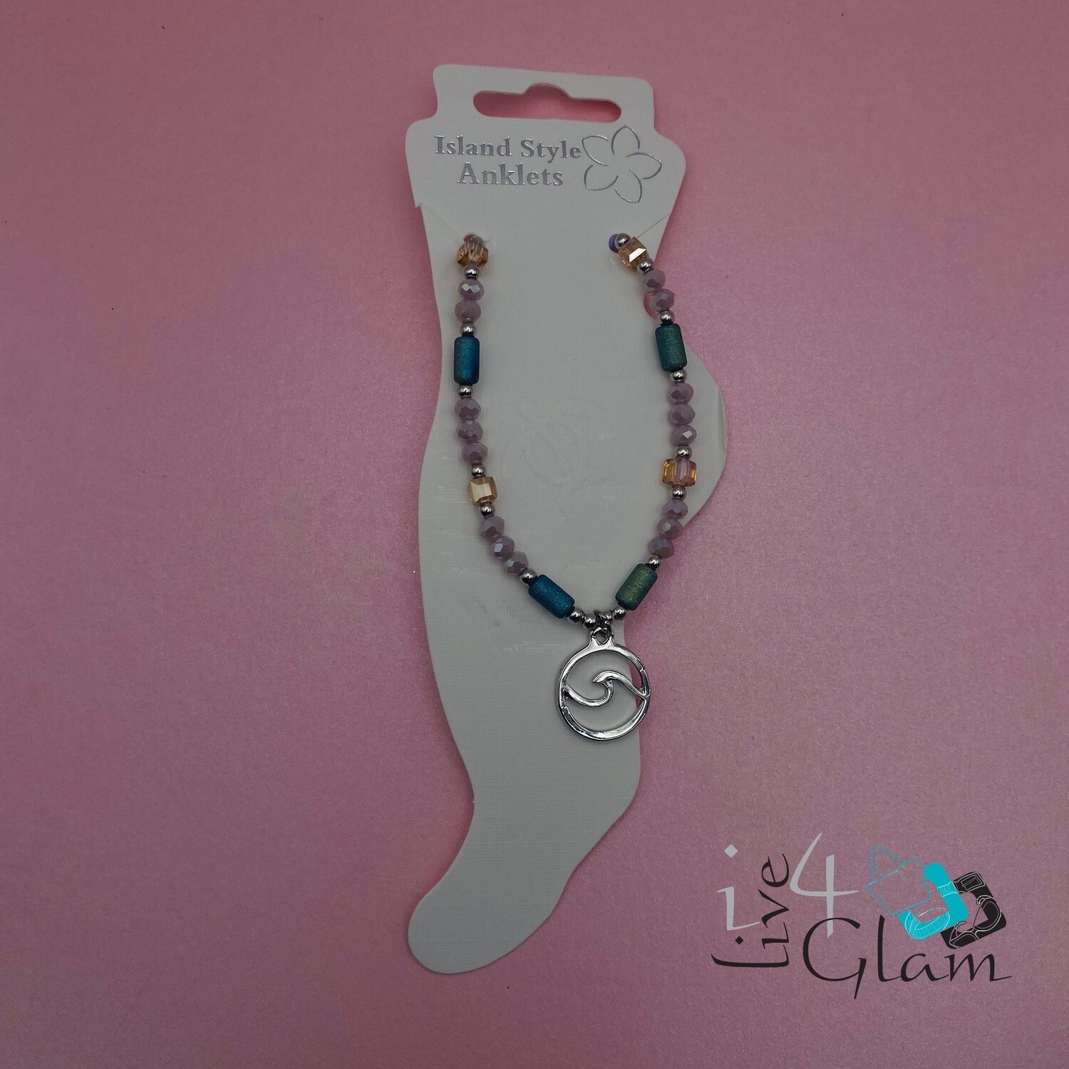 Island Style Purple Pull String Anklet Wave