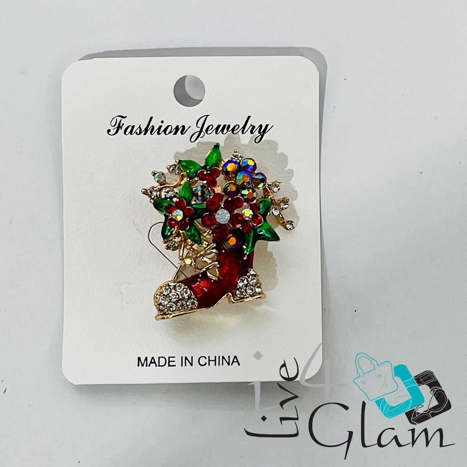 Boot w Flowers Broach