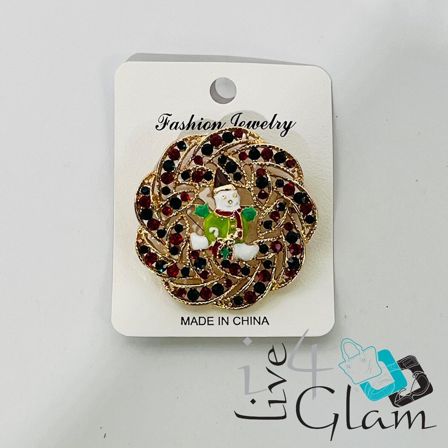 Wreath w Snowman Broach