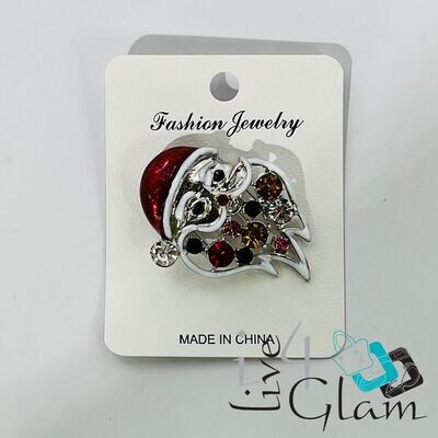 Santa w Gem Beard Broach