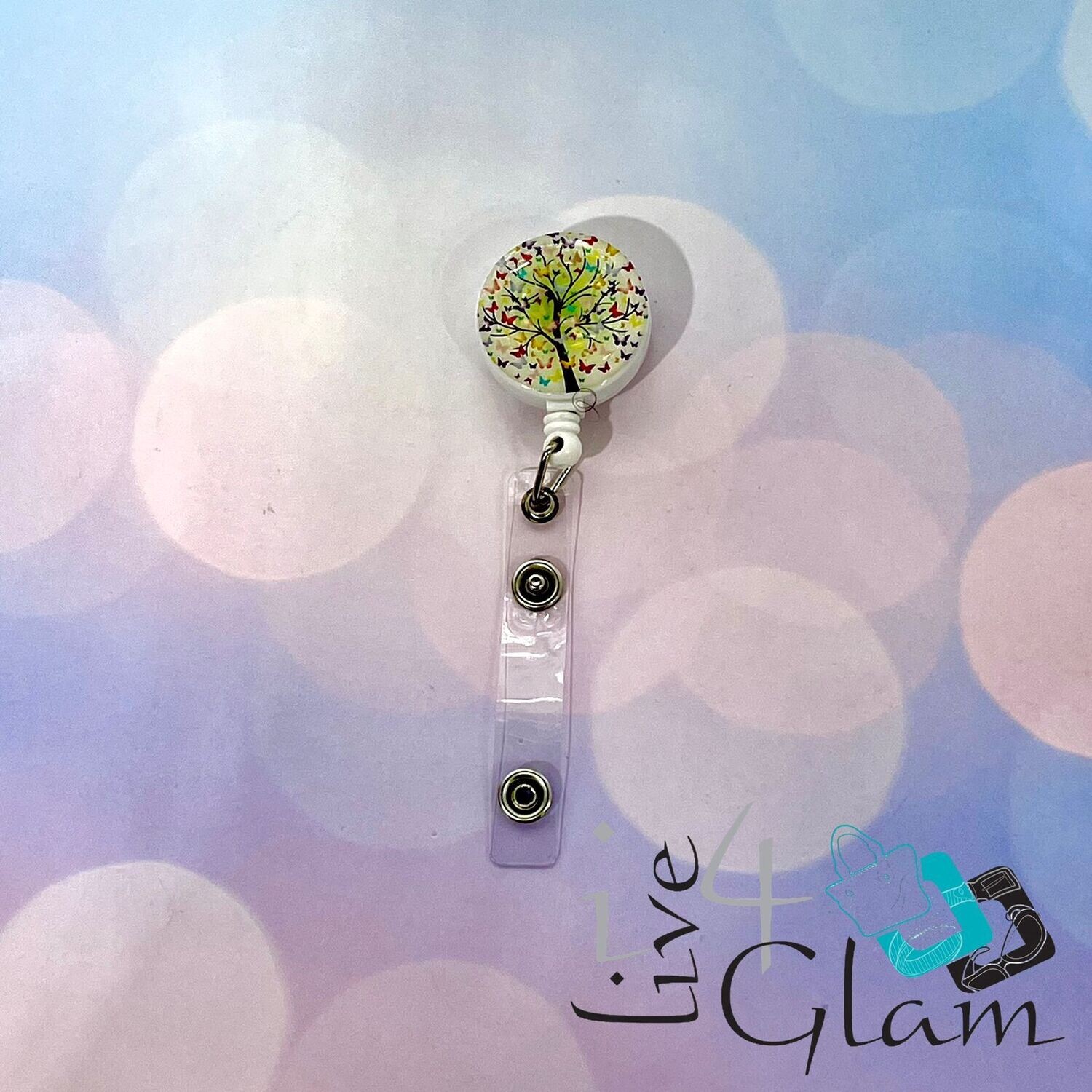 Retractable Badge Clip Butterfly Tree