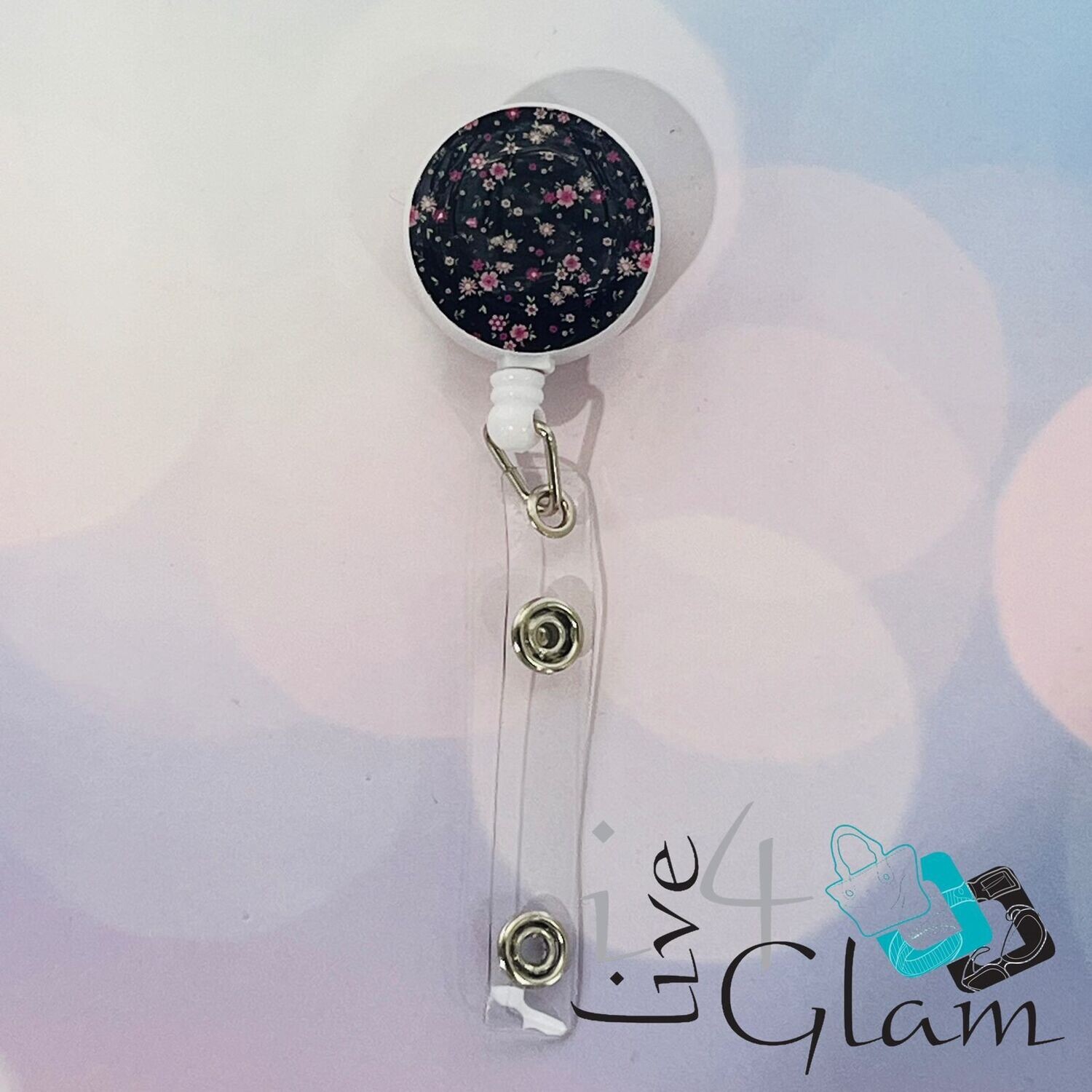 Retractable Badge Clip Floral Style 2