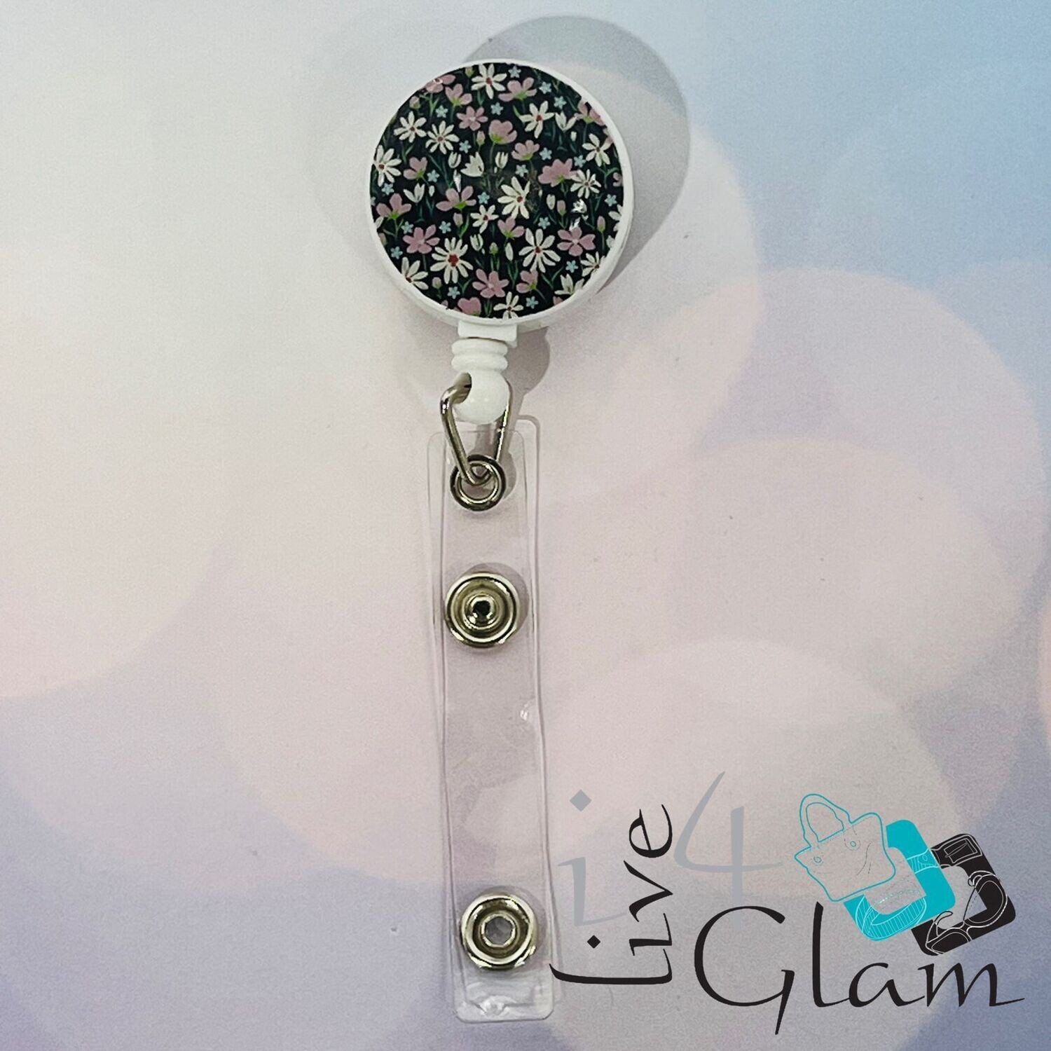 Retractable Badge Clip Floral Style 3