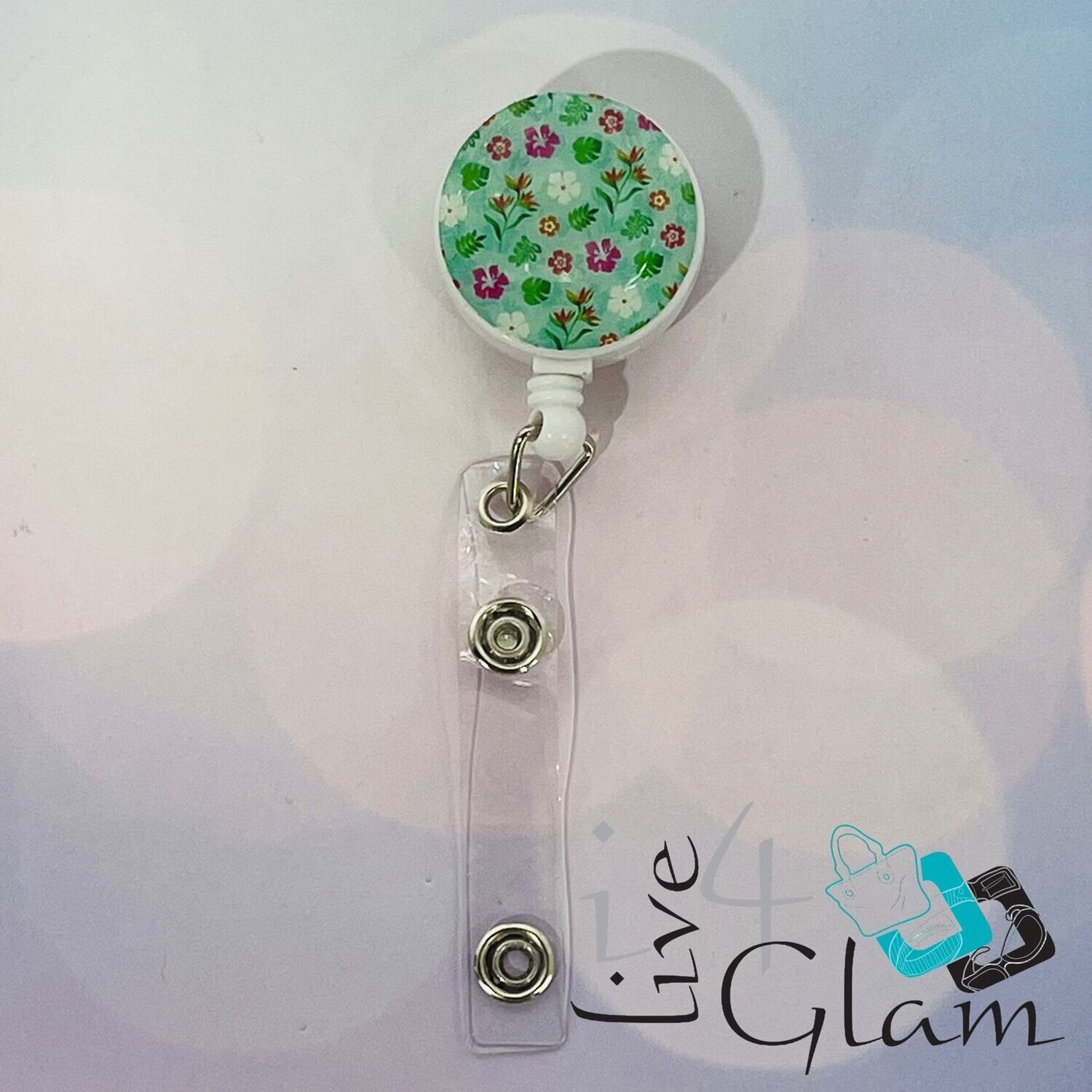 Retractable Badge Clip Floral Style 6