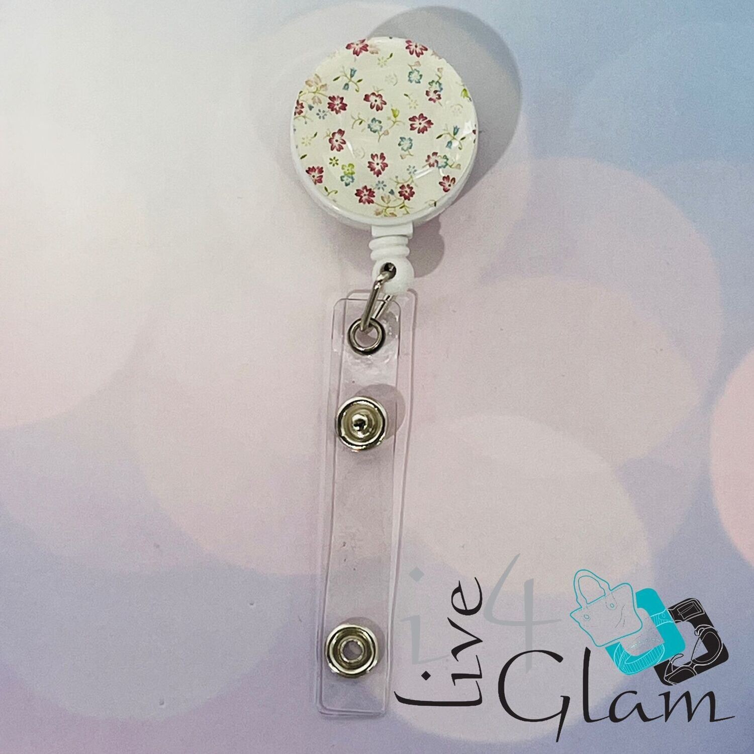 Retractable Badge Clip Floral Style 7