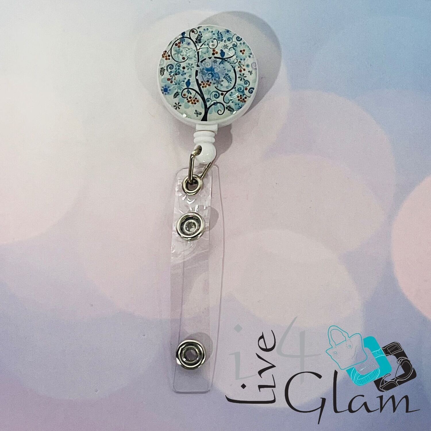 Retractable Badge Clip Floral Style 8