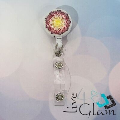 Retractable Badge Clip Mandala Pattern 2