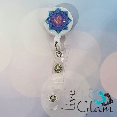Retractable Badge Clip Mandala Pattern 3