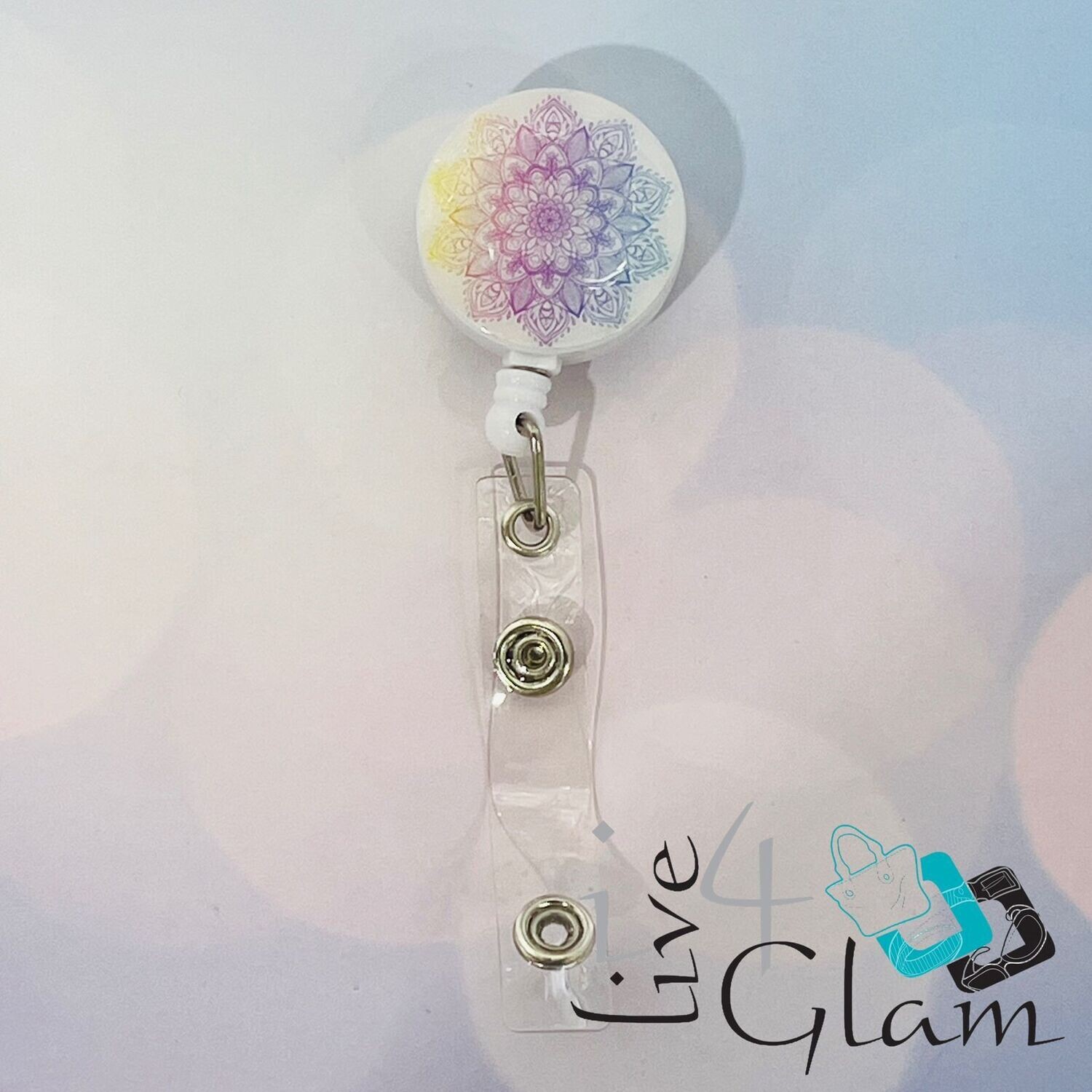 Retractable Badge Clip Mandala Pattern 1