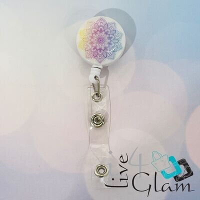 Retractable Badge Clip Mandala Pattern 1