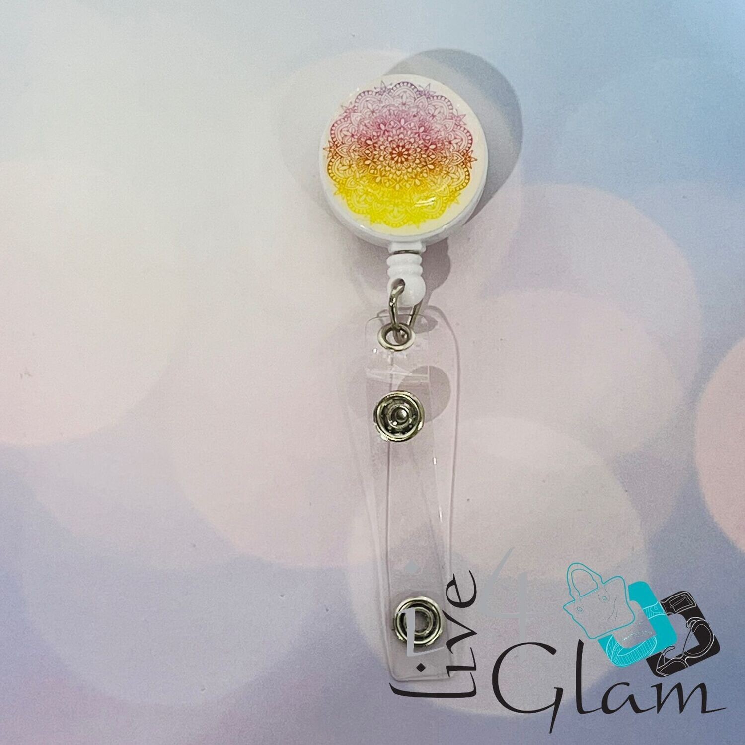 Retractable Badge Clip Mandala Pattern 4