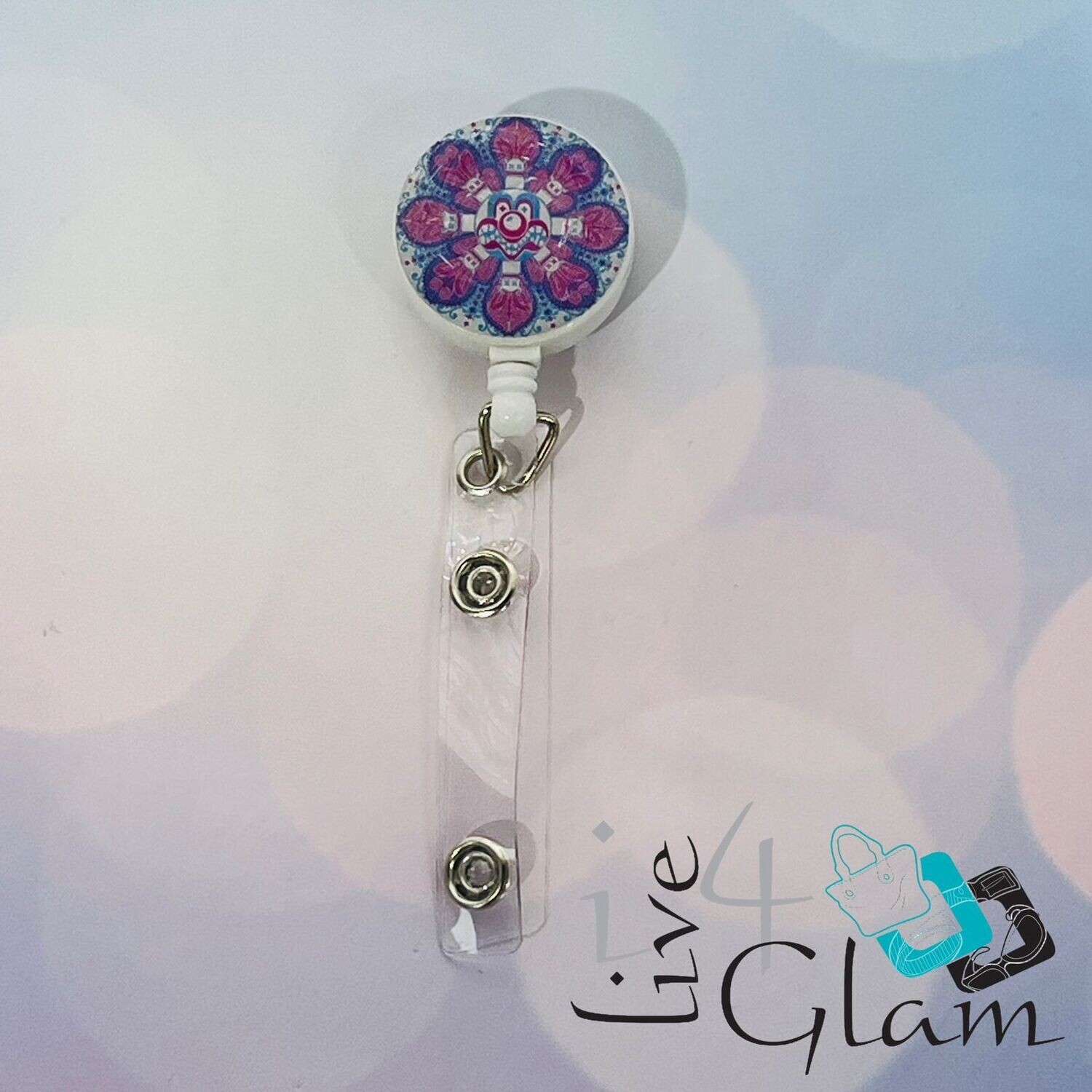 Retractable Badge Clip Mandala Pattern 6