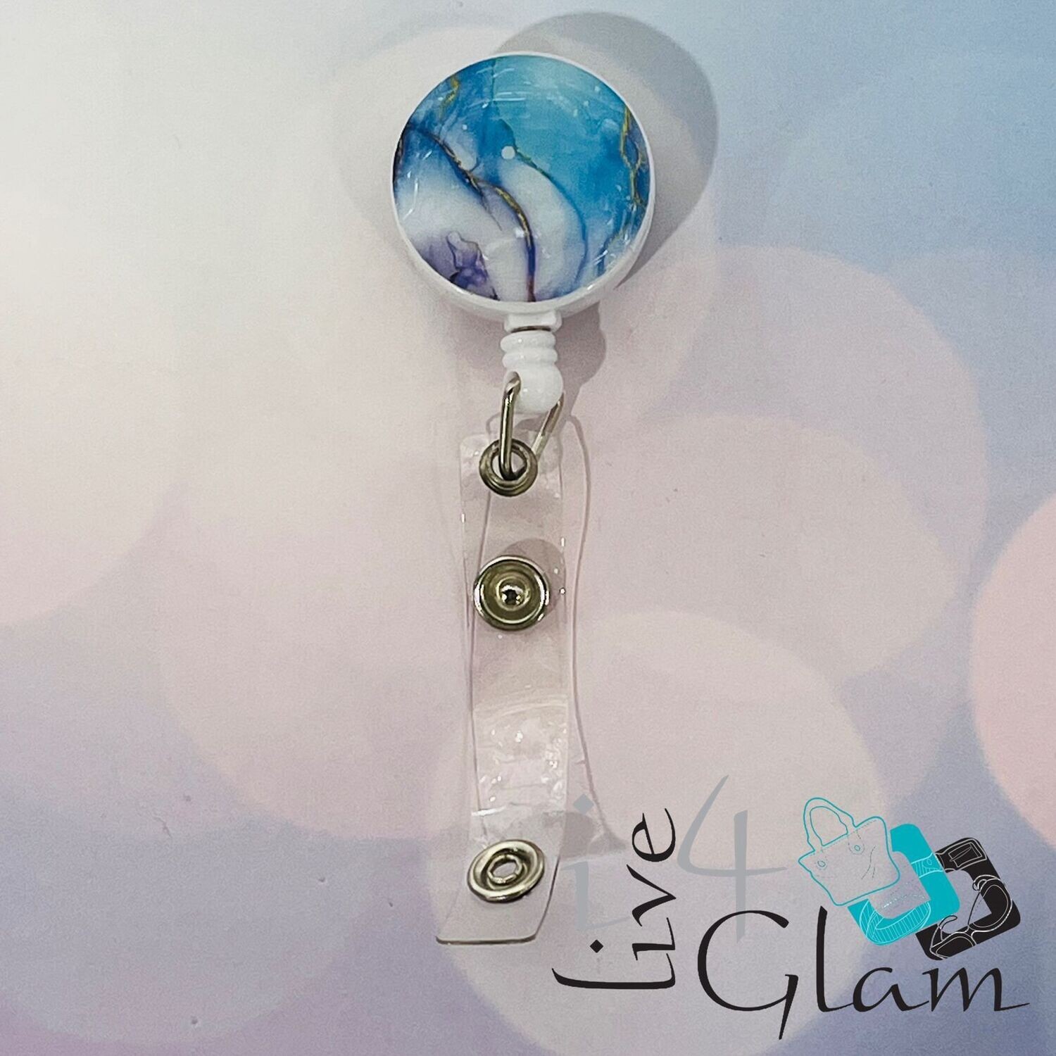 Retractable Badge Clip Blue Marble Style 1