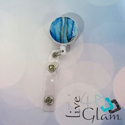Retractable Badge Clip Blue Marble Style 2