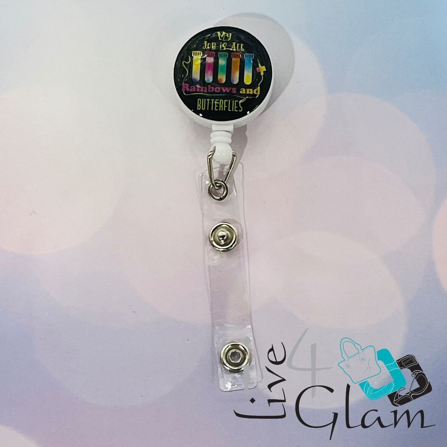 Retractable Badge Clip Rainbows and Butterflies