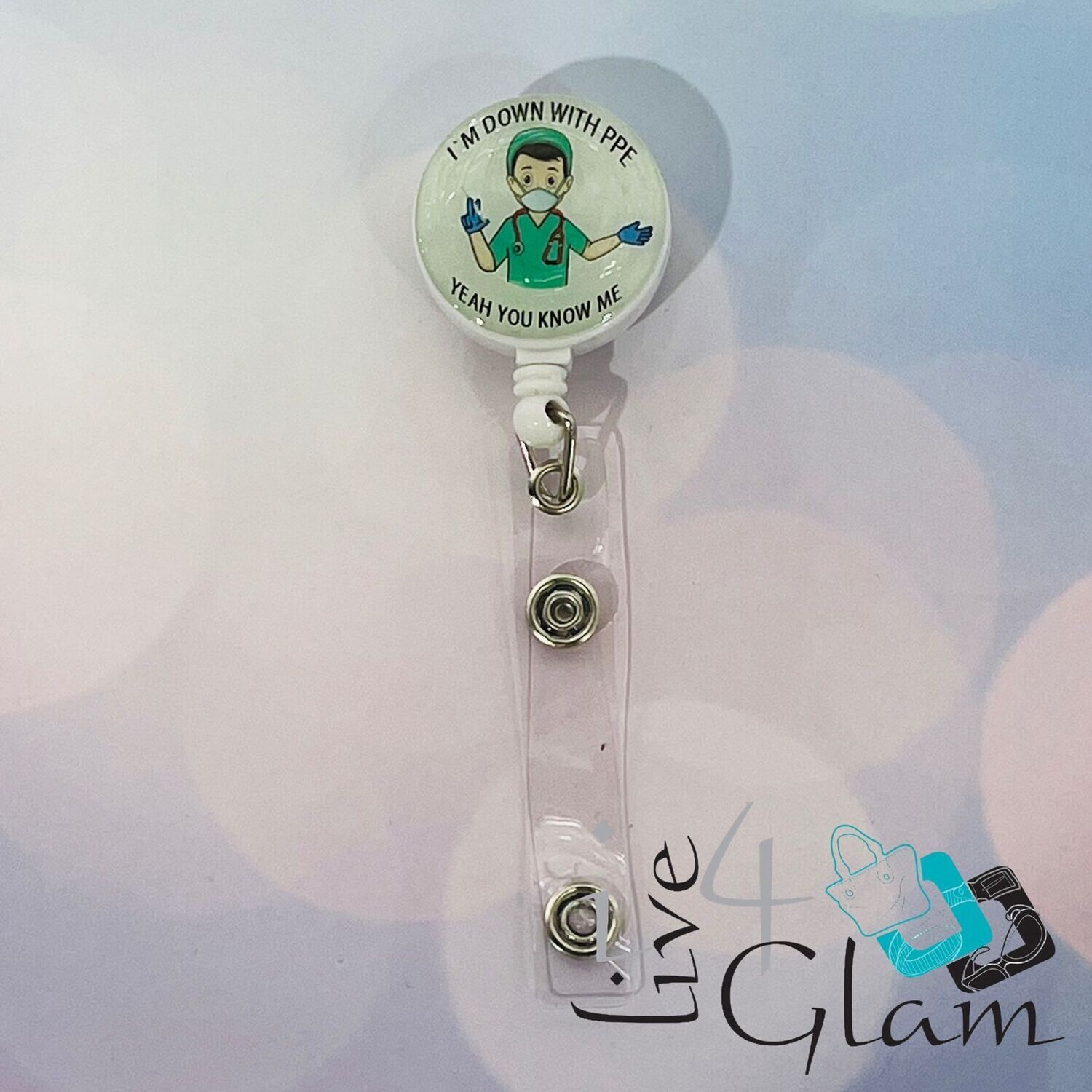 Retractable Badge Clip I&#39;m Down with PPE