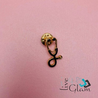 Gold Stethoscope Pin Black