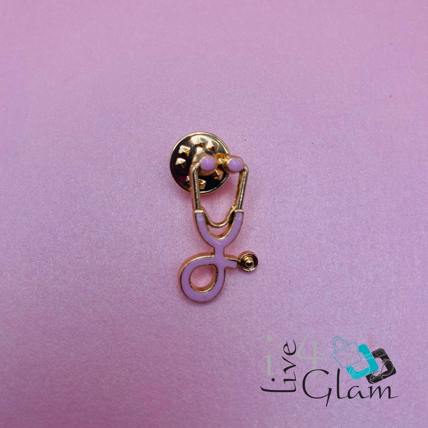 Gold Stethoscope Pin Pink