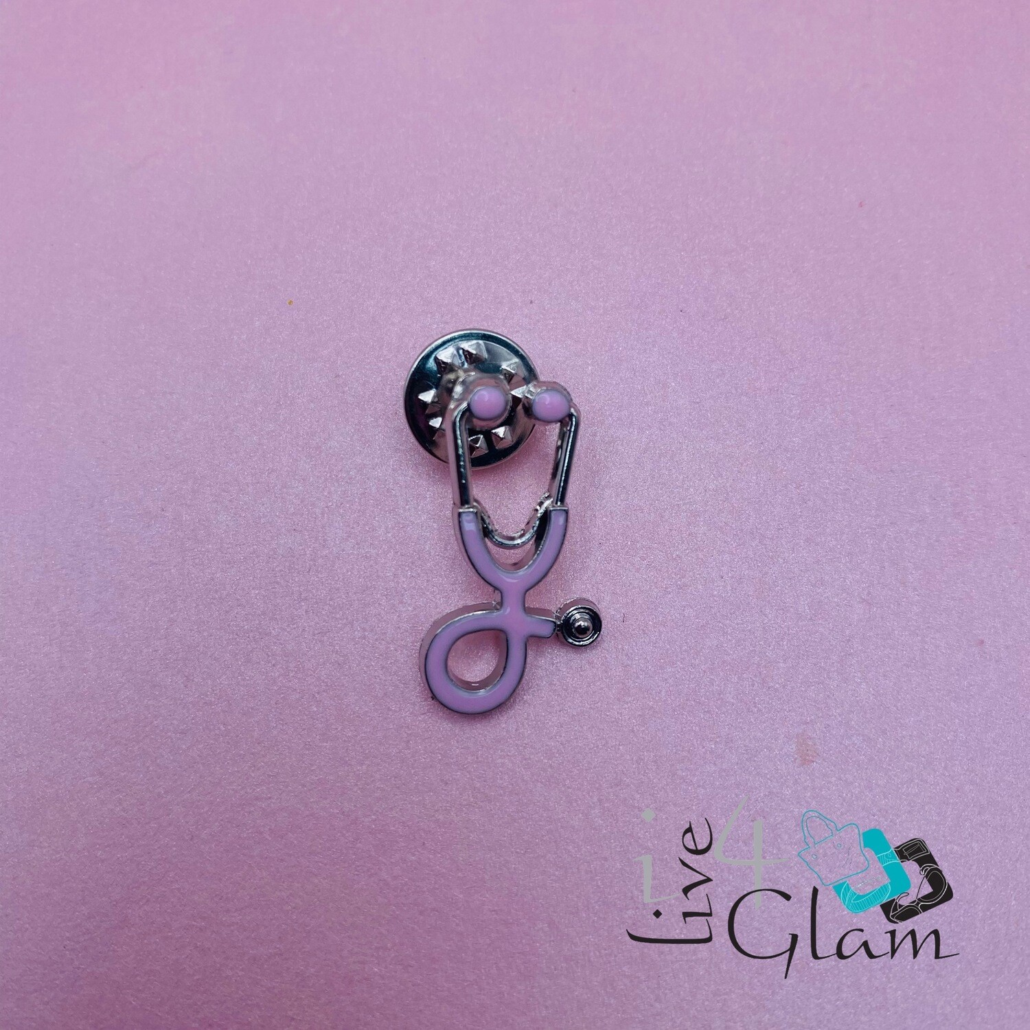 Silver Stethoscope Pin Pink