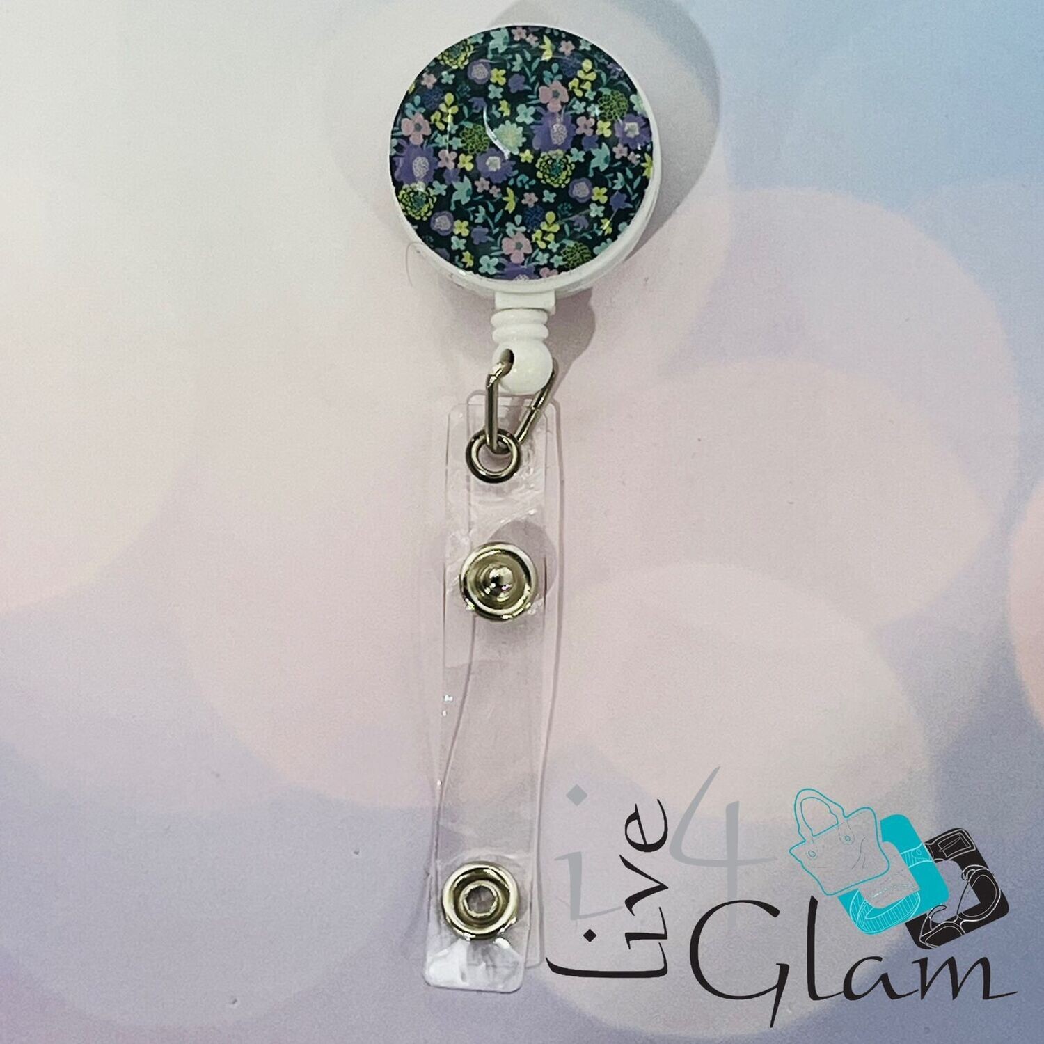 Retractable Badge Clip Floral Style 4
