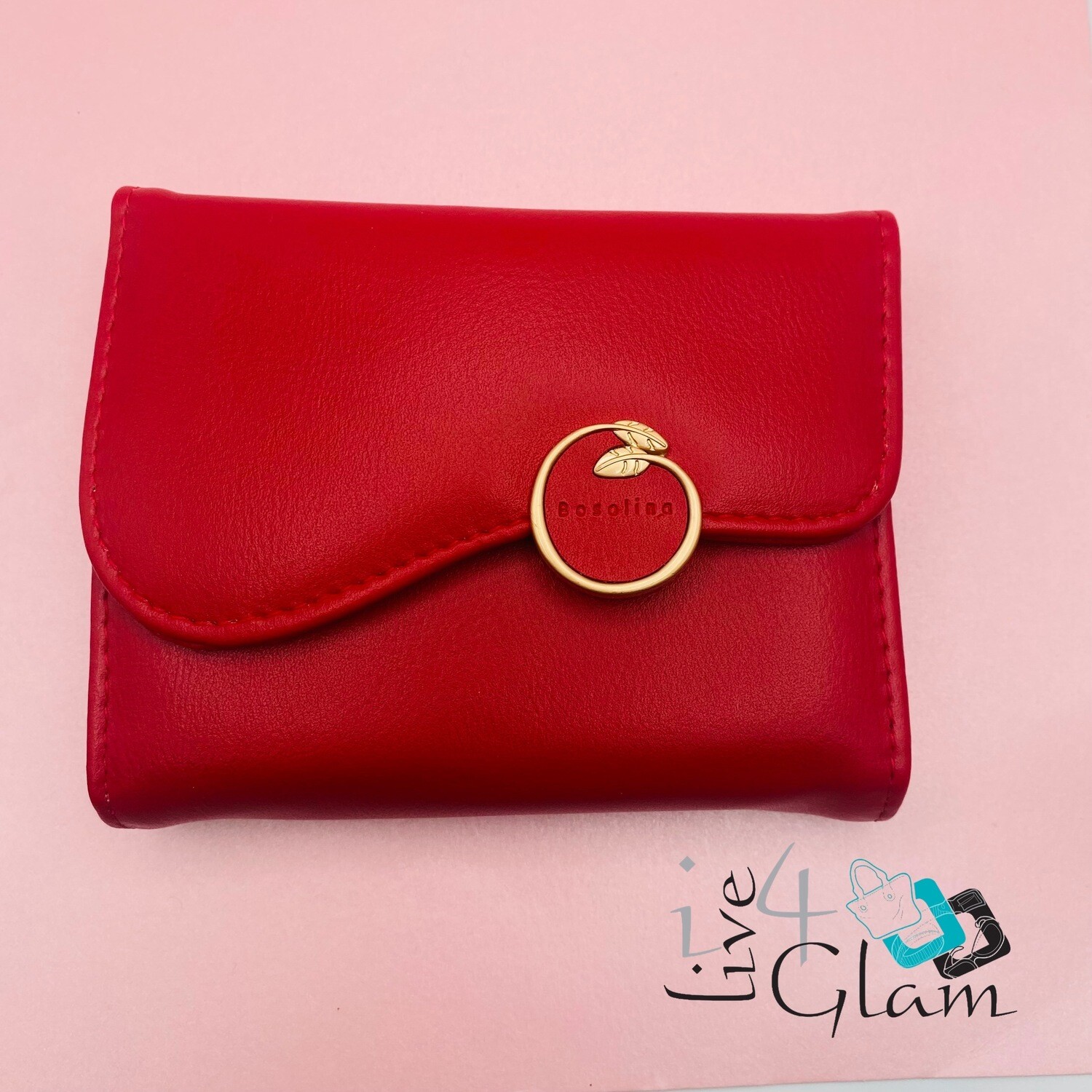 Women&#39;s 10&quot; Trifold Card Holder Wallet, Color: Red