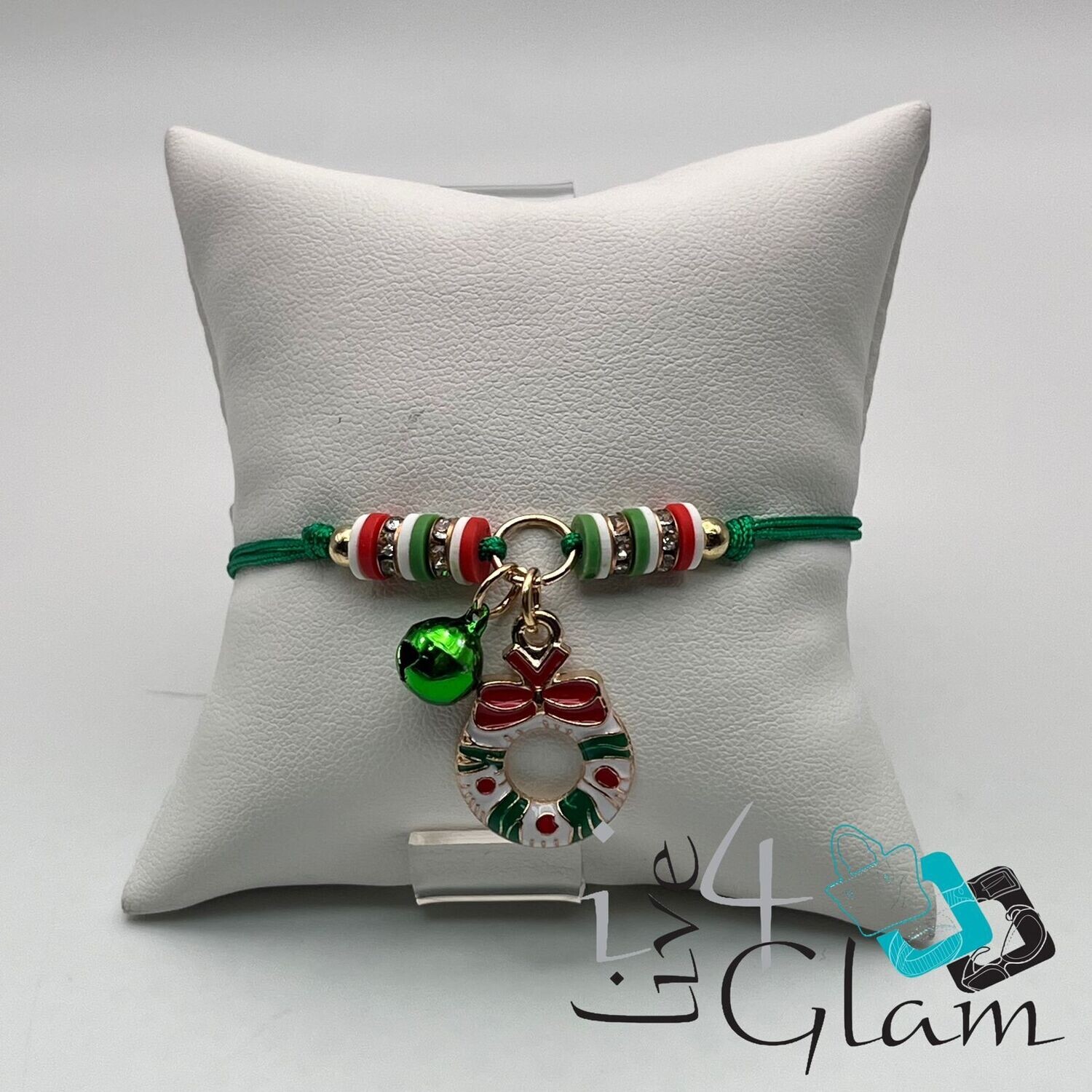 Wreath Pull String Bracelet w Bell
