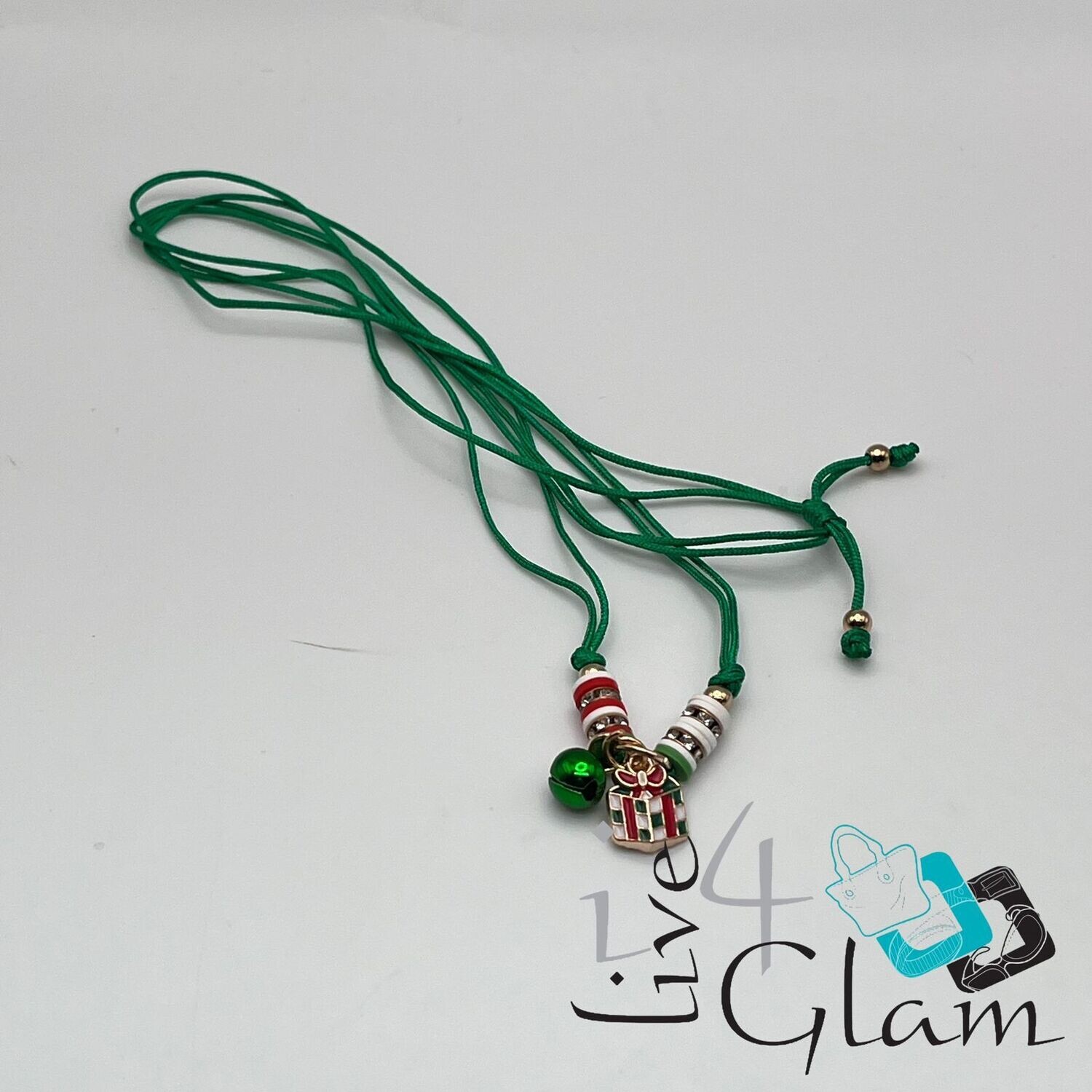 Gift Box Pull  String Necklace w Bell