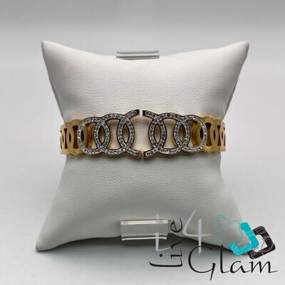 Stainless Steel Circle Link Gold Bangle