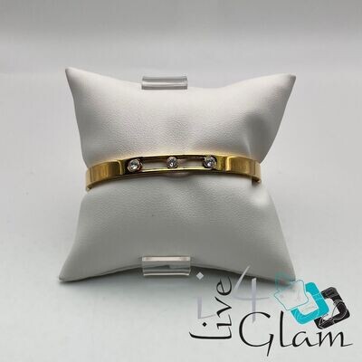 Stainless Steel Plain Bangle w Sliding Stones