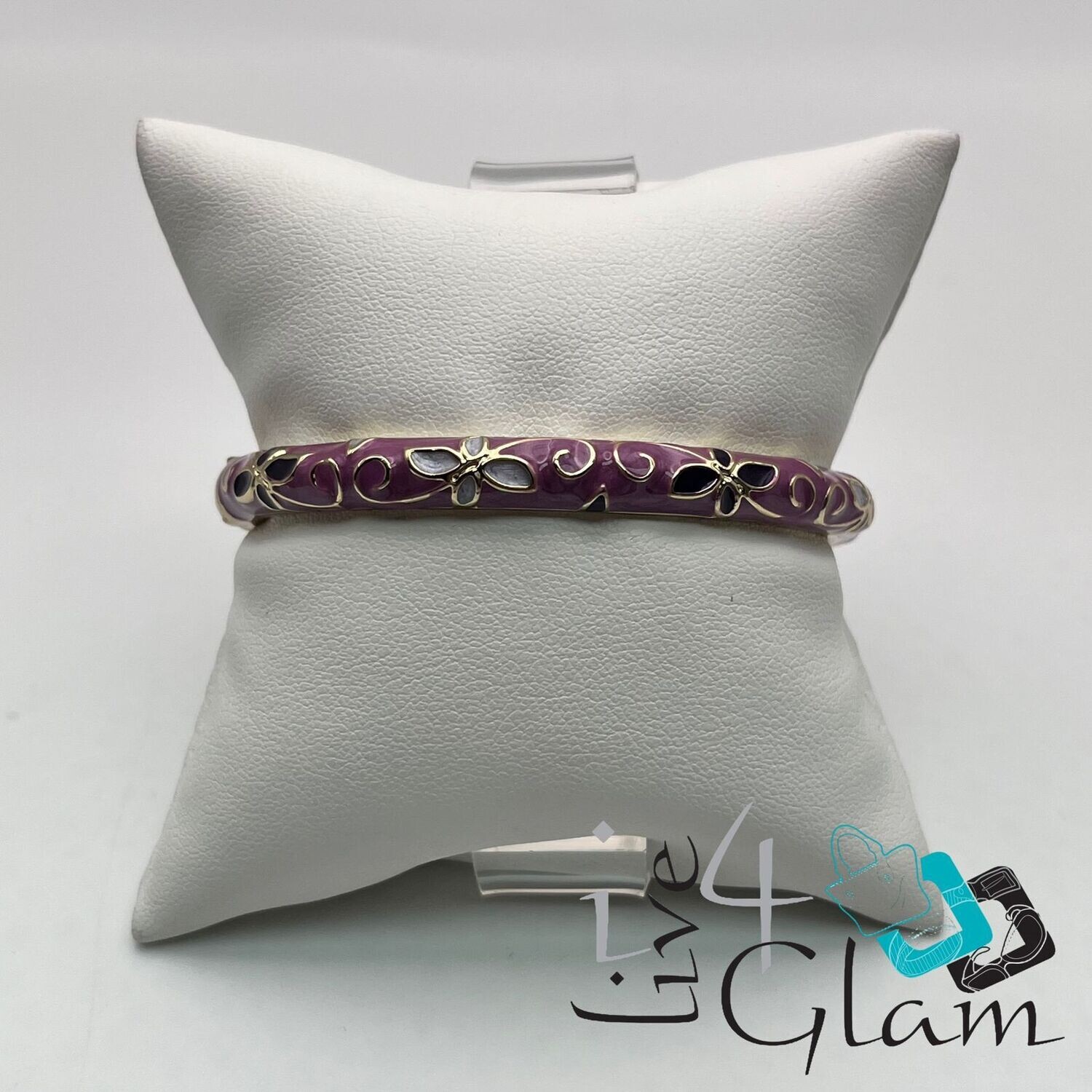 Stainless Steel Flower Bangle, Color: Purple