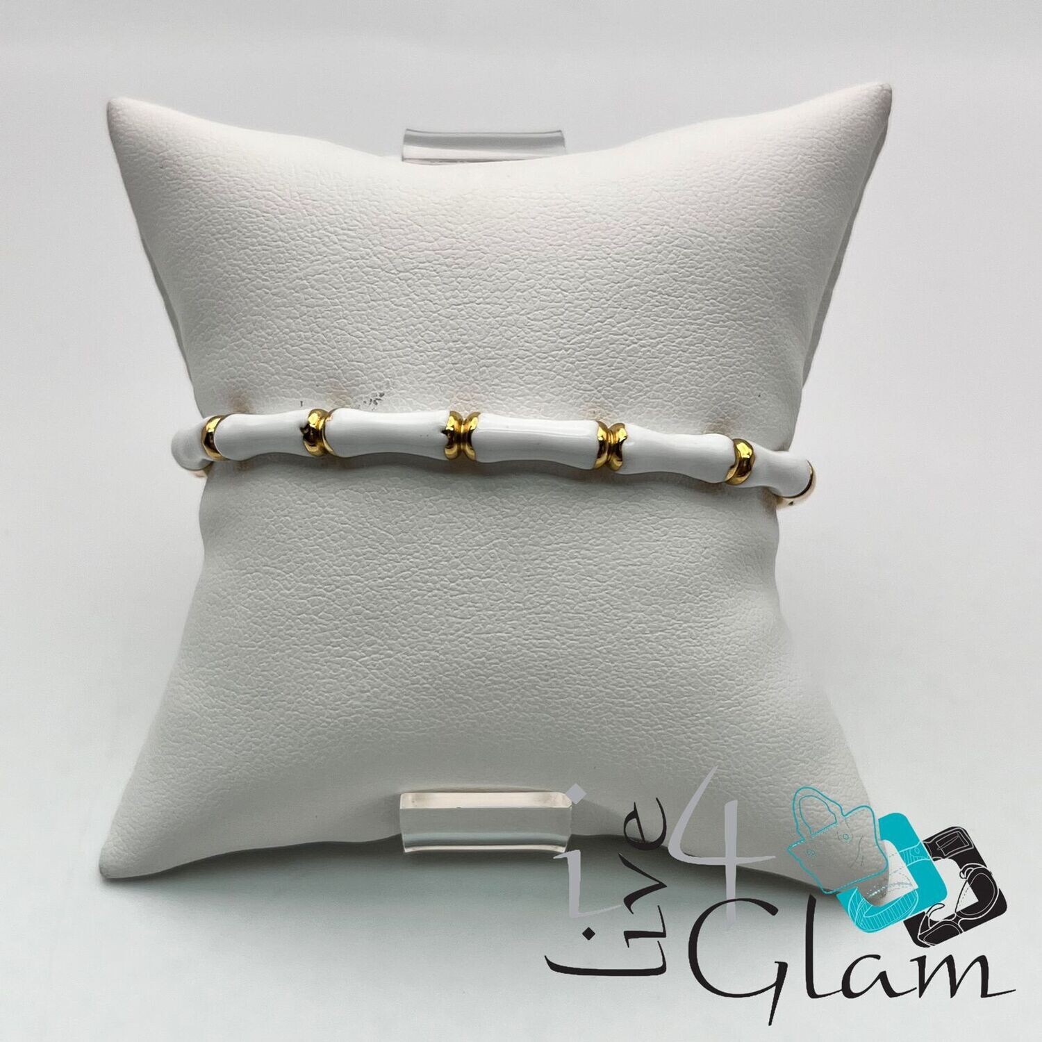 Stainless  Steel Gold/White Bamboo Bangle