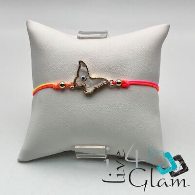 Gold Butterfly w Eye Pull String Bracelet