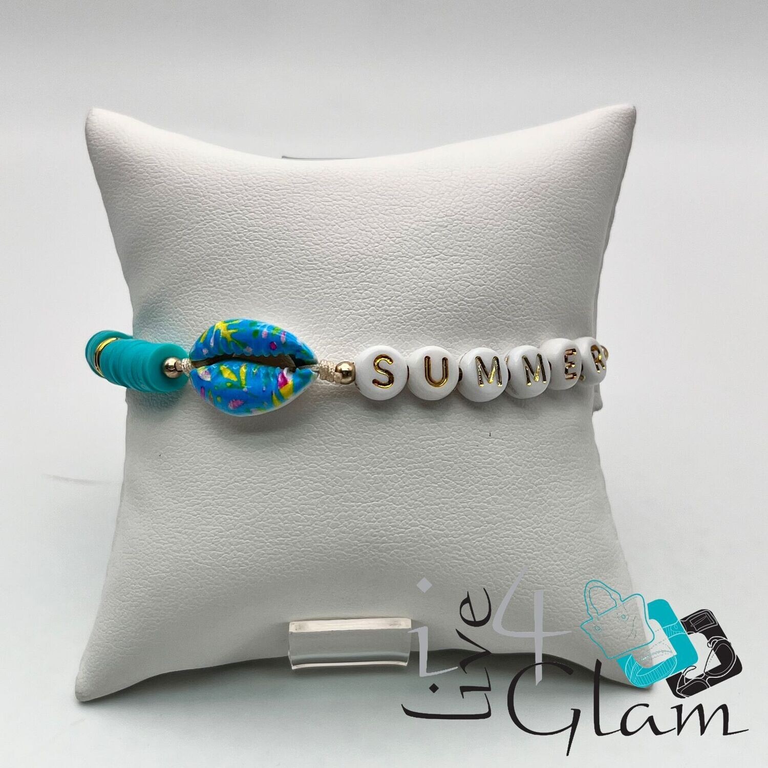 Summer Beaded Pull String Bracelet, Color: Teal