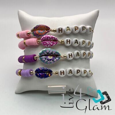 Happy Beaded Pull String Bracelet