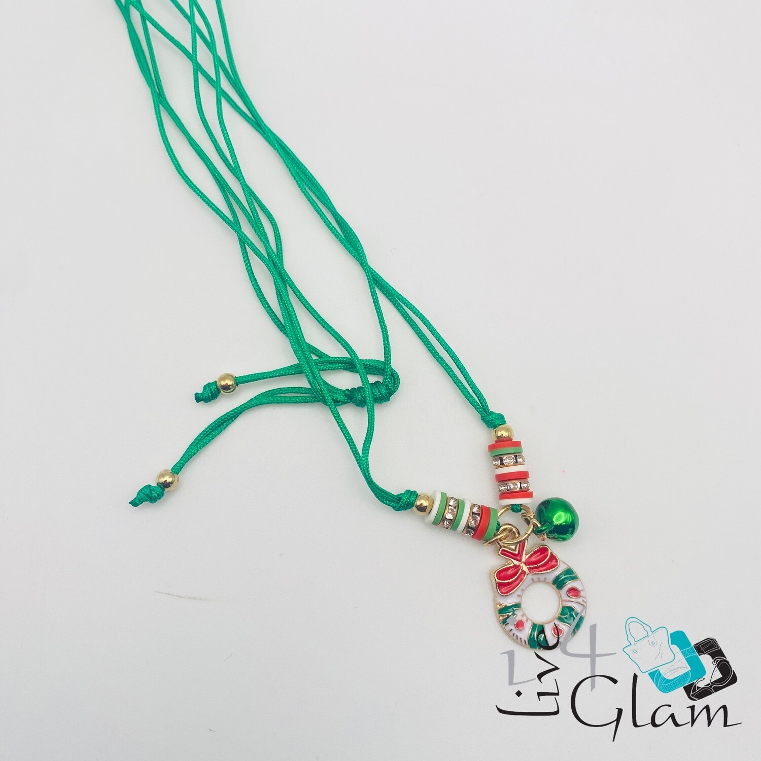 Wreath Pull String Necklace w Bell