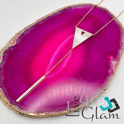 Stainless Steel Gold Mother of Pearl Triangle