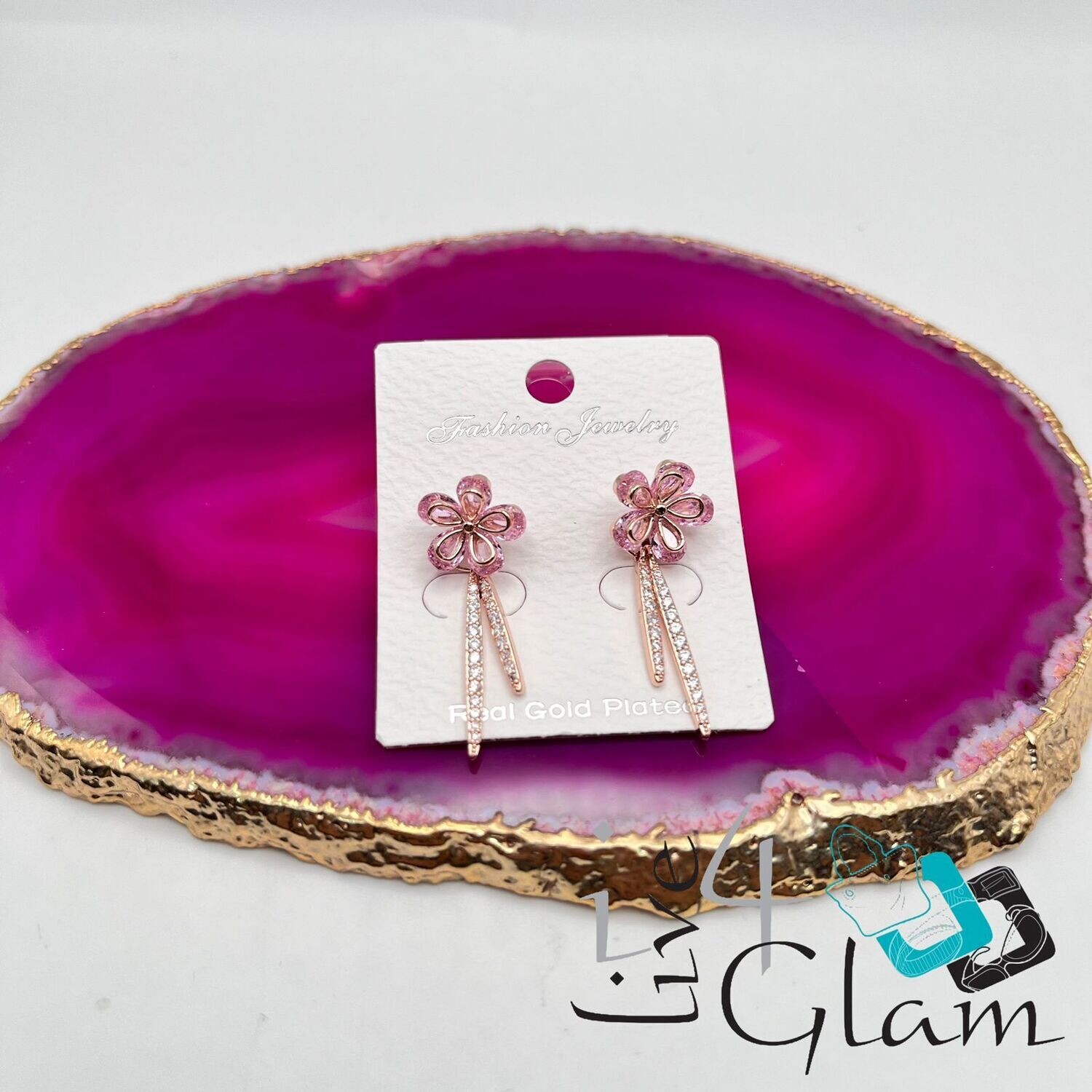Pink Flower Earring Rose Gold