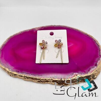Multicoloured Flower Earring Gold