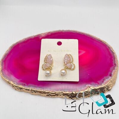Fashion Butterfly Earring w Pink Stones