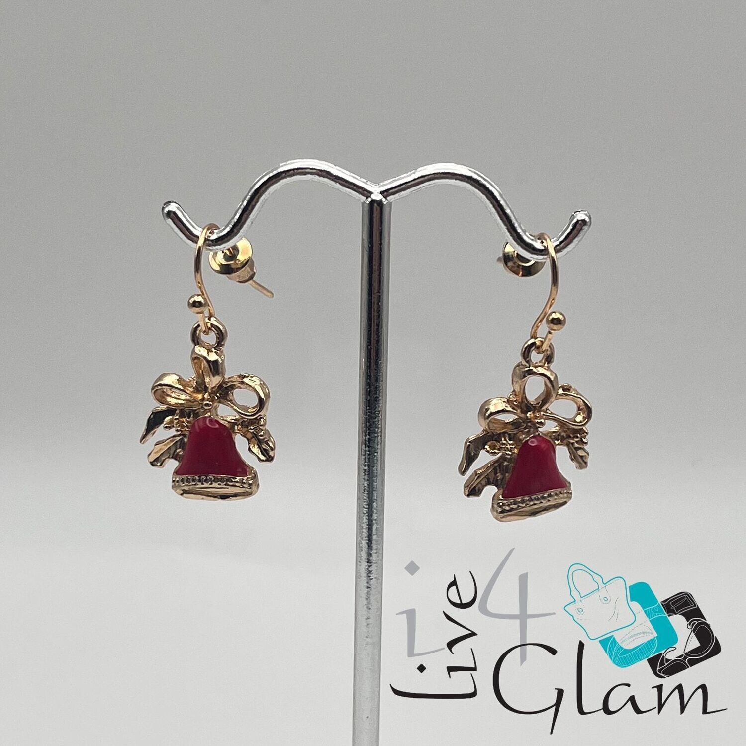 Christmas Hanging Earring Gold/Red Bell