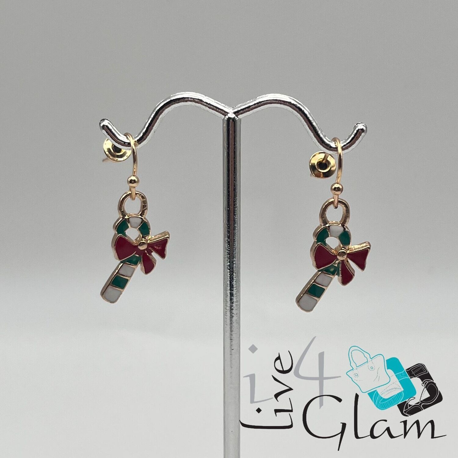 Christmas Hanging Earring Green/White Candy Cane