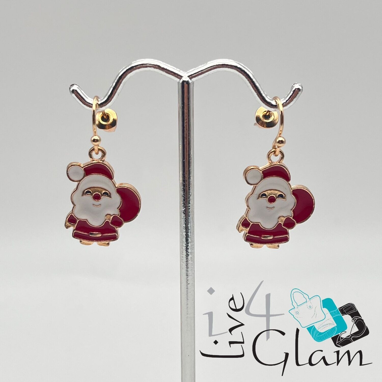 Christmas Hanging Earring Santa w Bag