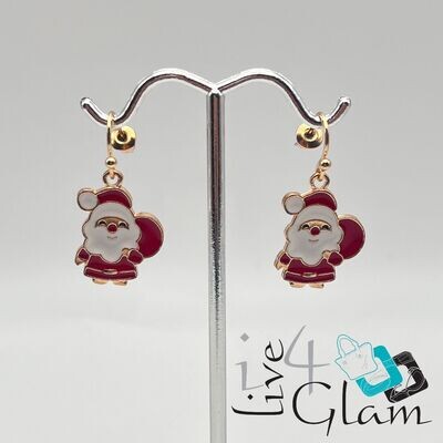 Christmas Hanging Earring Santa w Bag