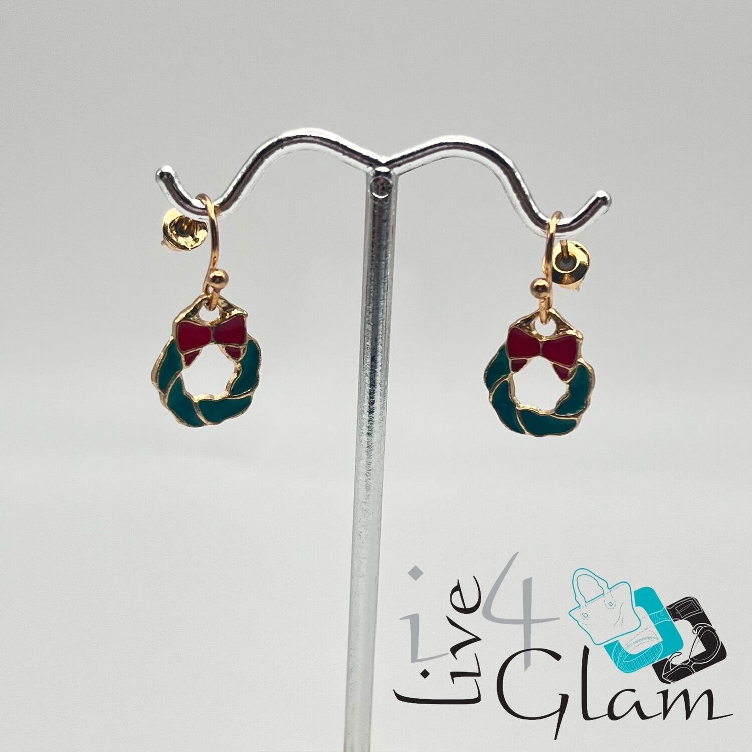 Christmas Hanging Earring Small Green Wreath