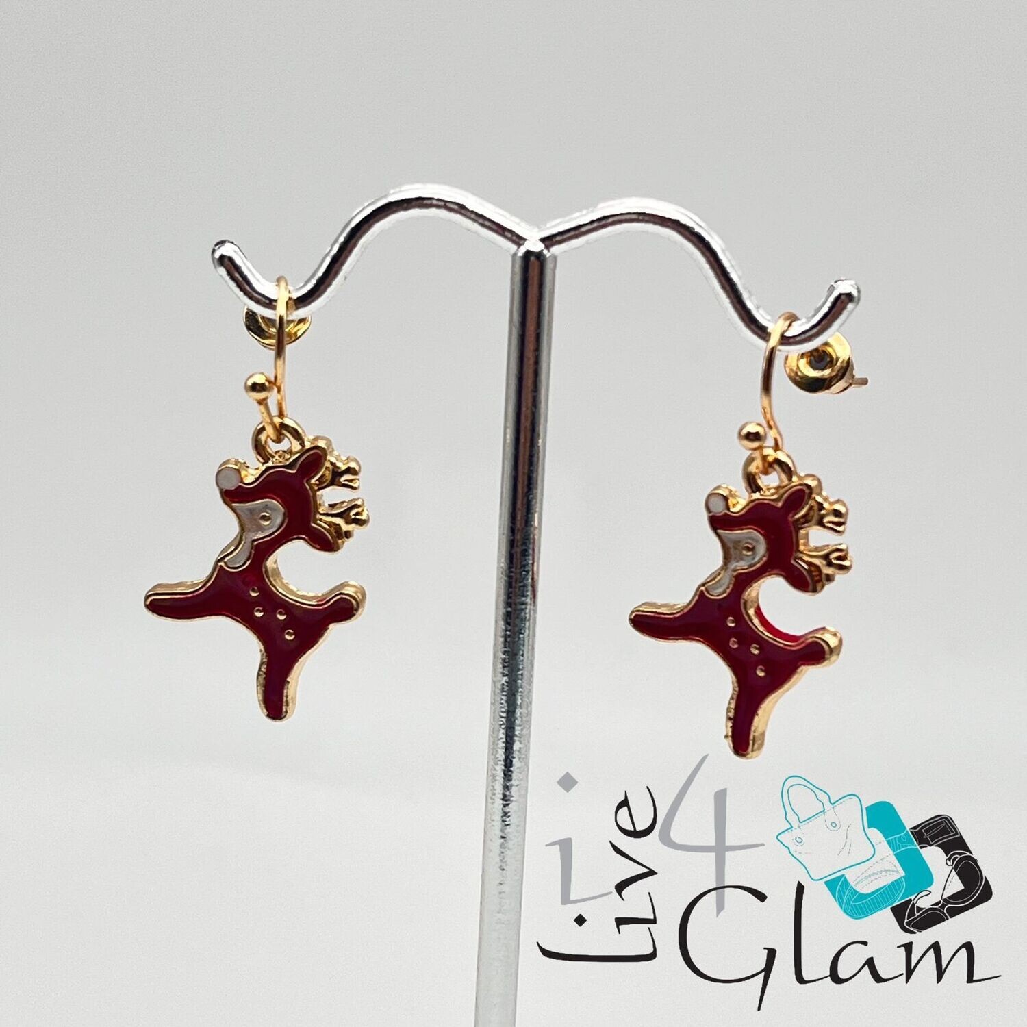 Christmas Hanging Earring Red Reindeer