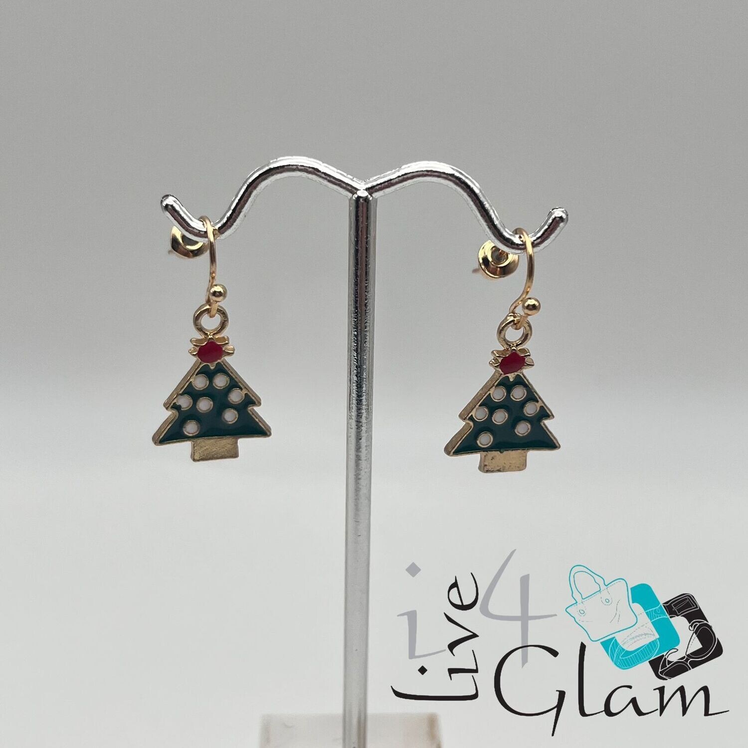 Christmas Hanging Earring Tree w White Ornaments