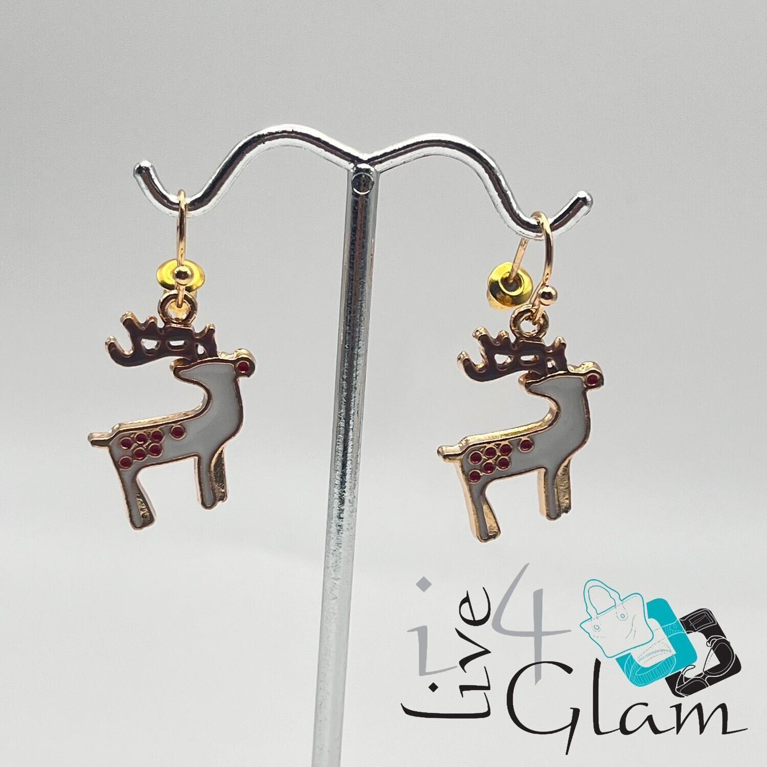 Christmas Hanging Earring White Reindeer