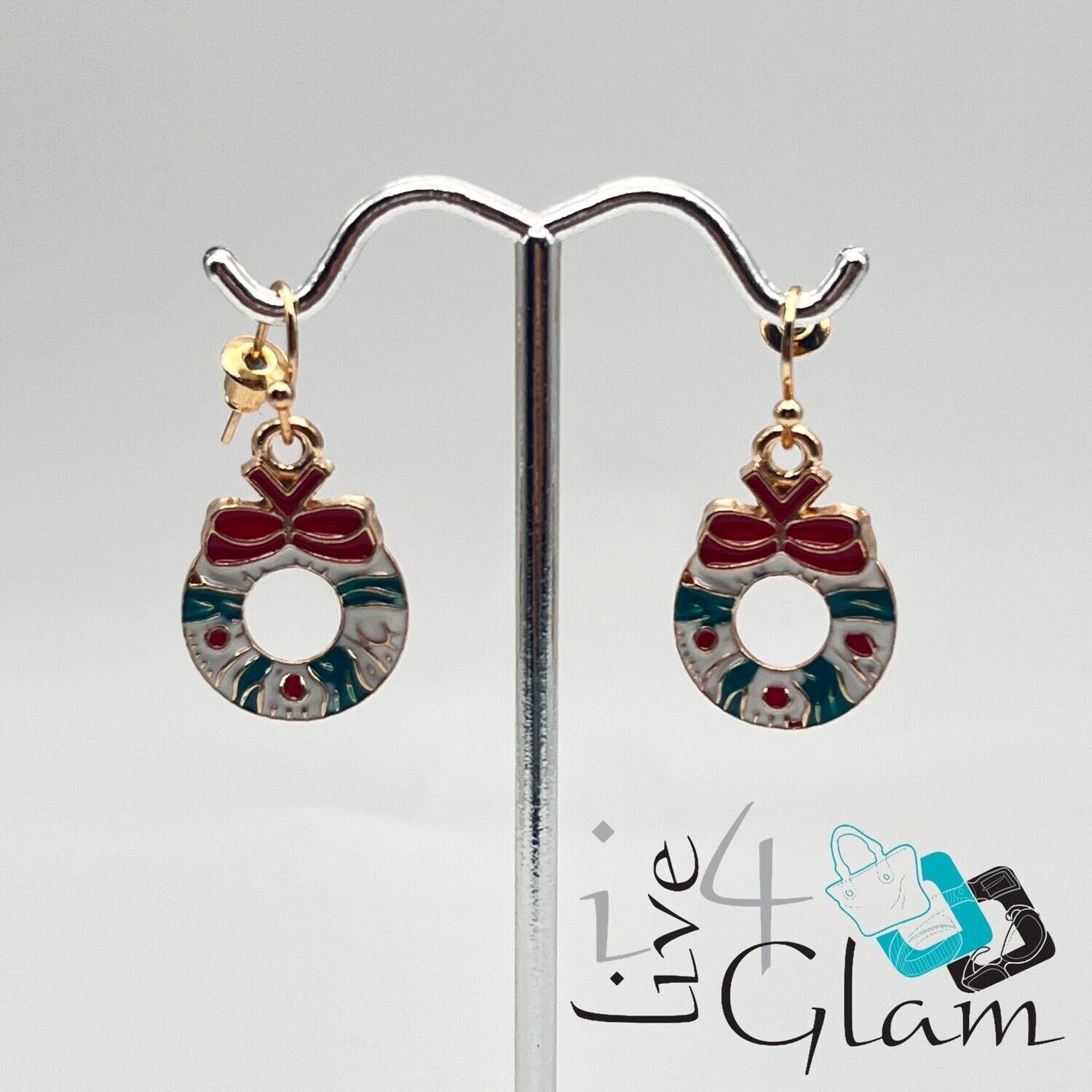 Christmas Hanging Earring White Wreath