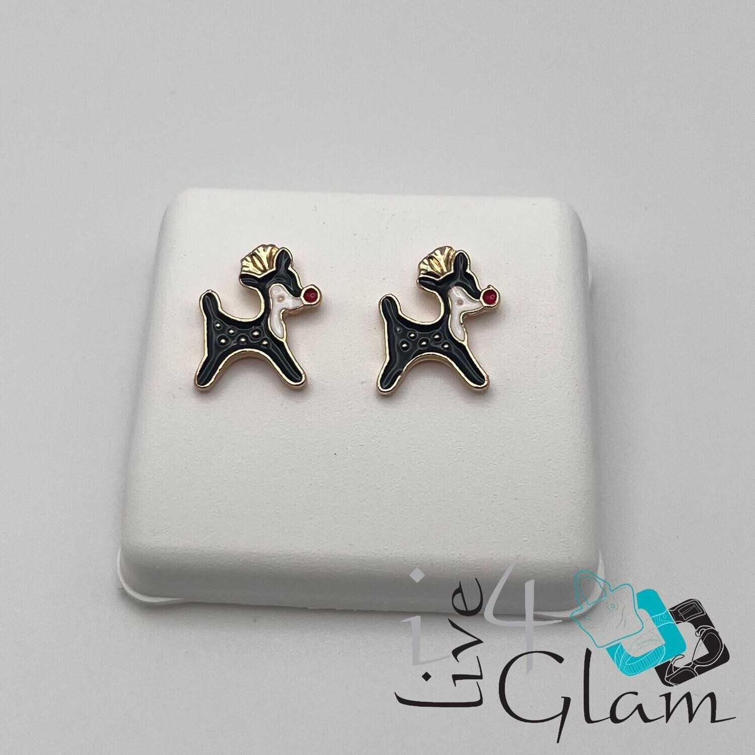 Christmas Stud Earring Brown Reindeer